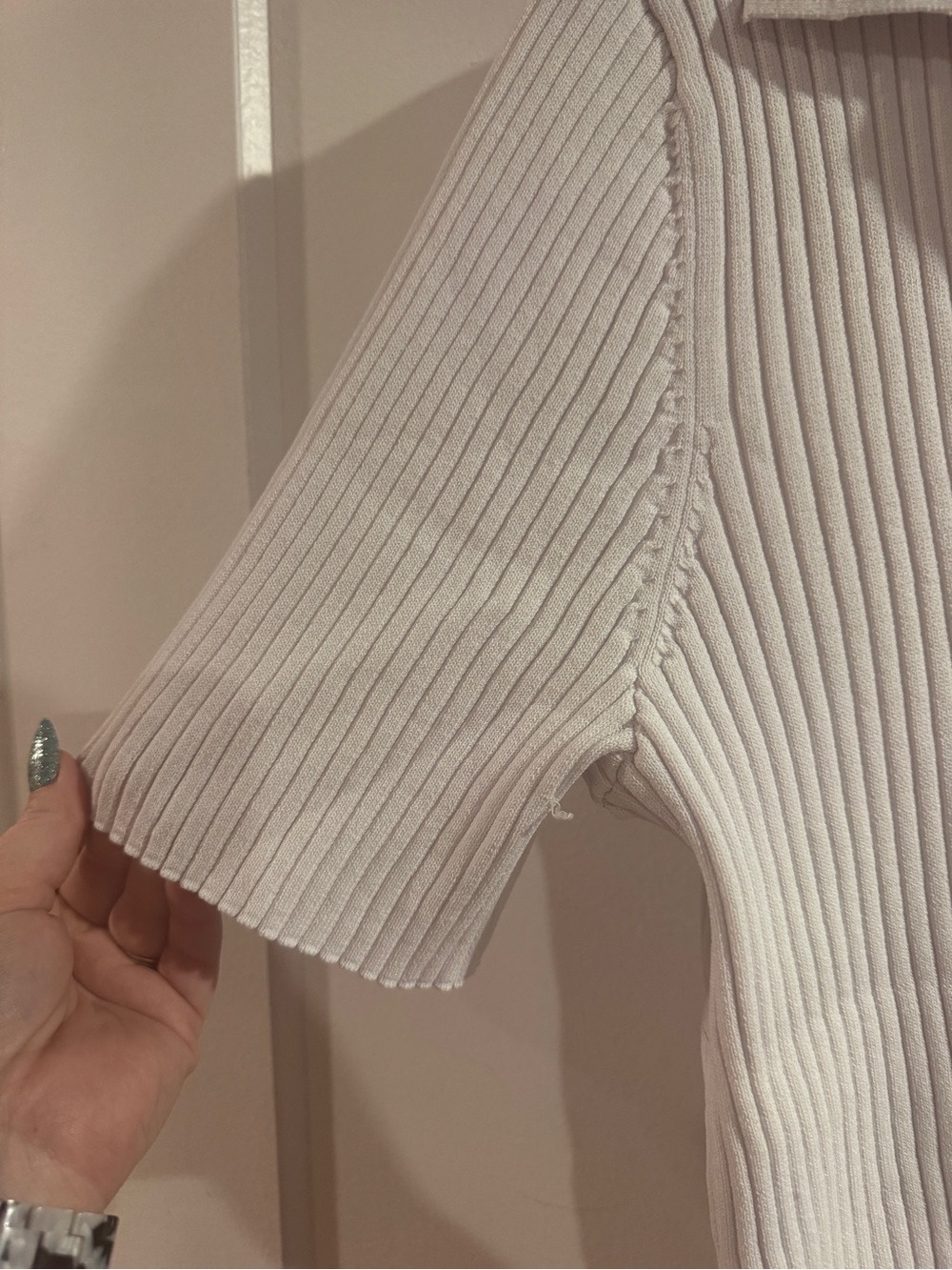 Cece Ribbed Collared Polo Top - Picture 2 of 4